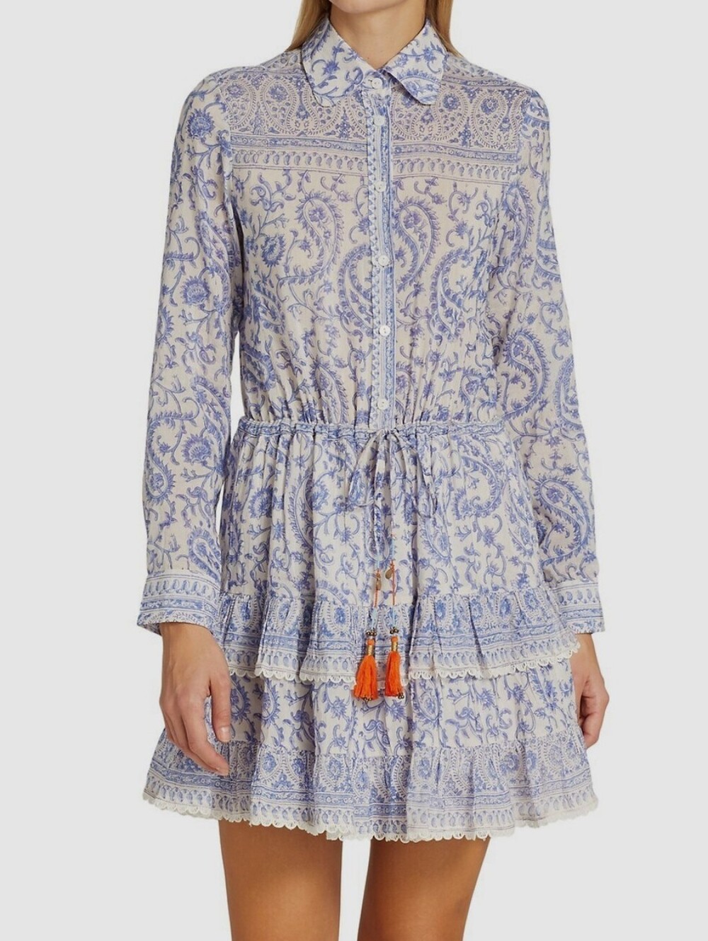Bell by Alicia Bell Blake Paisley Blue Silk Cotton Mini Dress Size XS